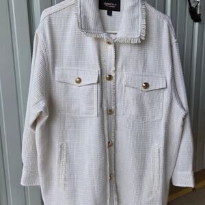 Sweet Rain young contemporary womens shacket button-front jacket/sweater sz. L